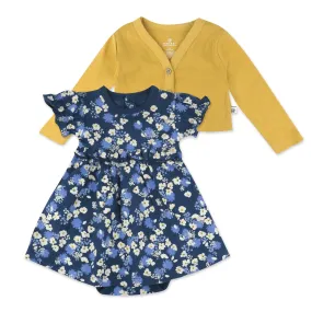 2-Piece Organic Cotton Party Dress and Cardigan Set