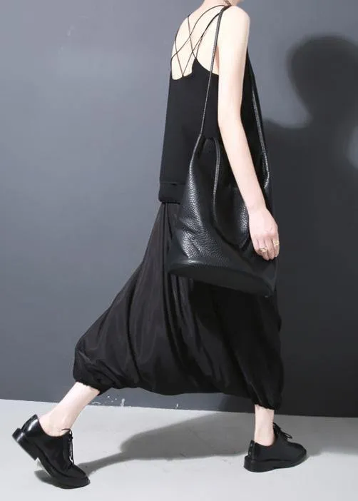 2019 summer new black silk crop pants loose women lantern pants