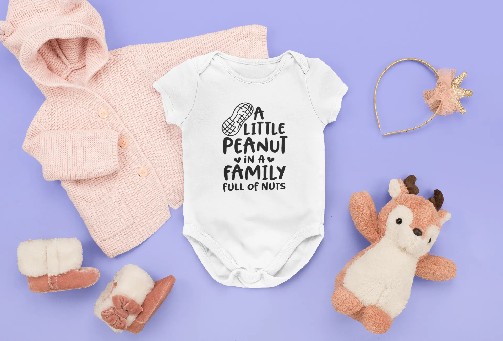 A Little Peanut in a Family Full of Nuts Funny Cute Baby Vest Bodysuit