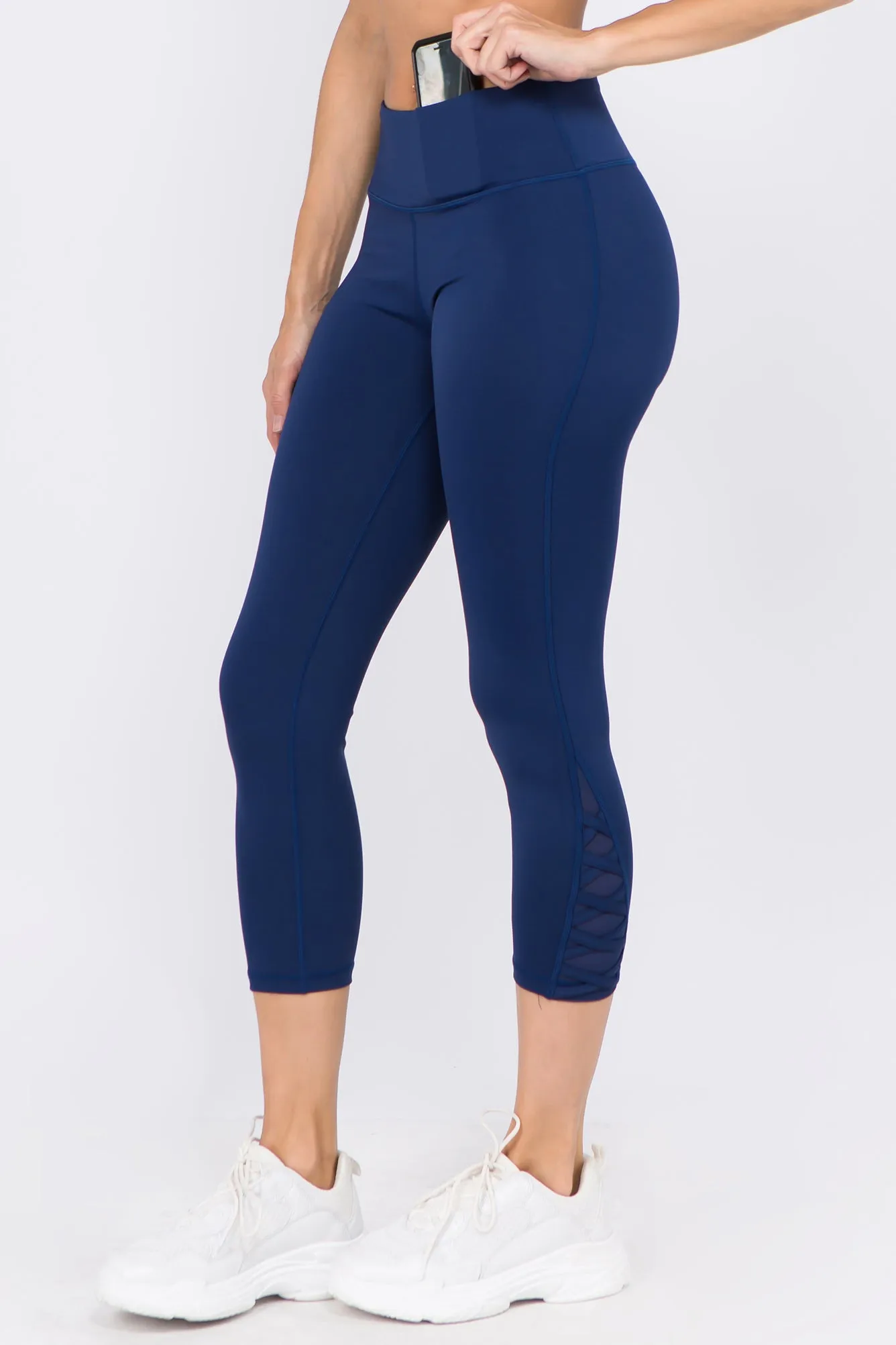 Active Mesh Lace-Up Crop Legging