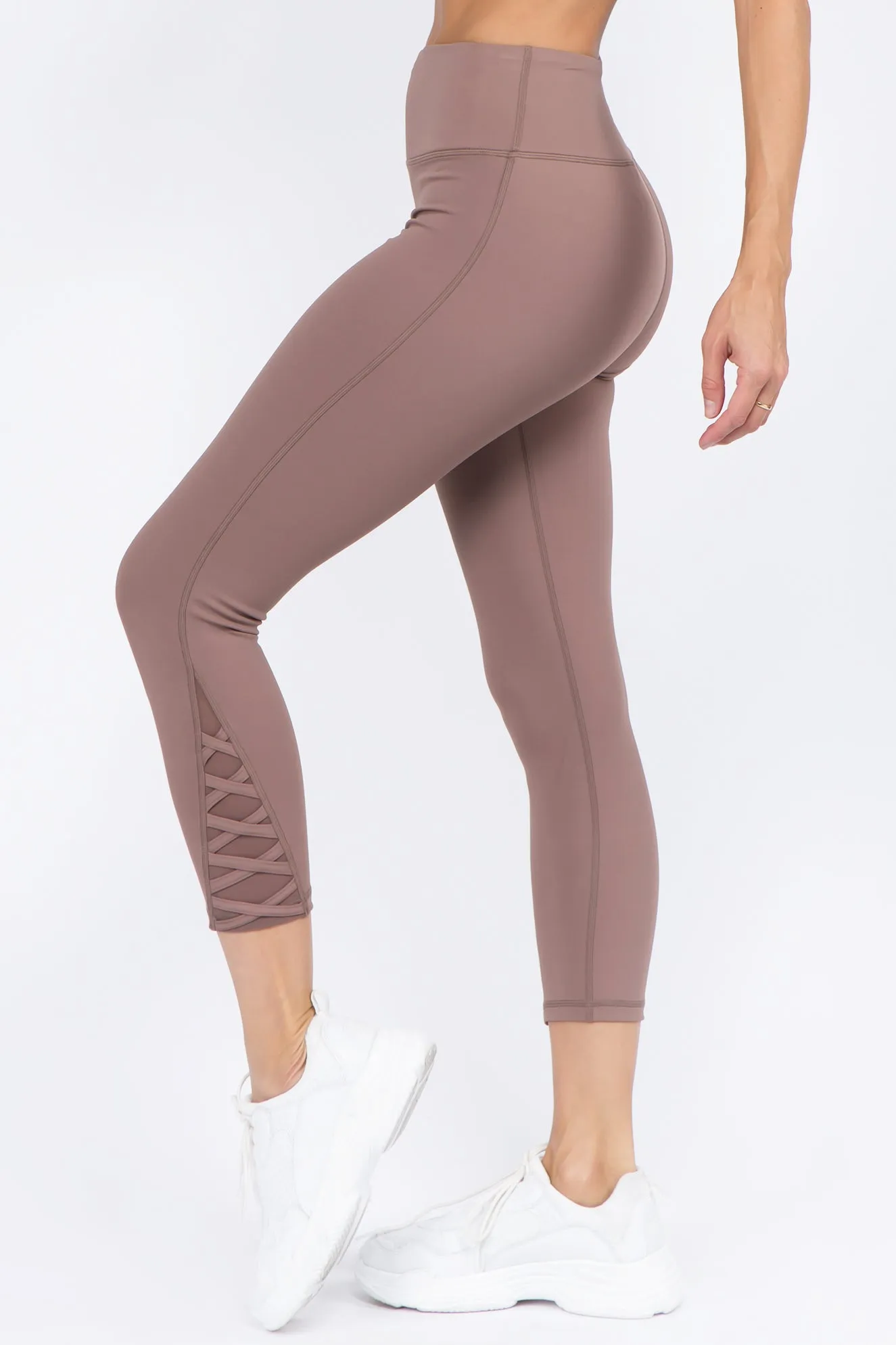 Active Mesh Lace-Up Crop Legging