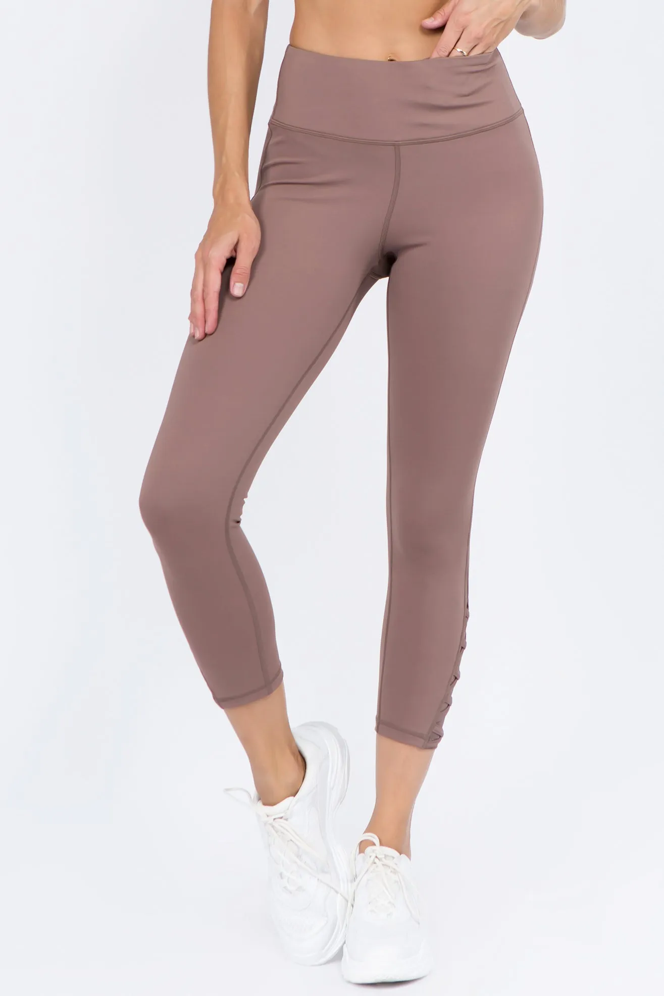 Active Mesh Lace-Up Crop Legging