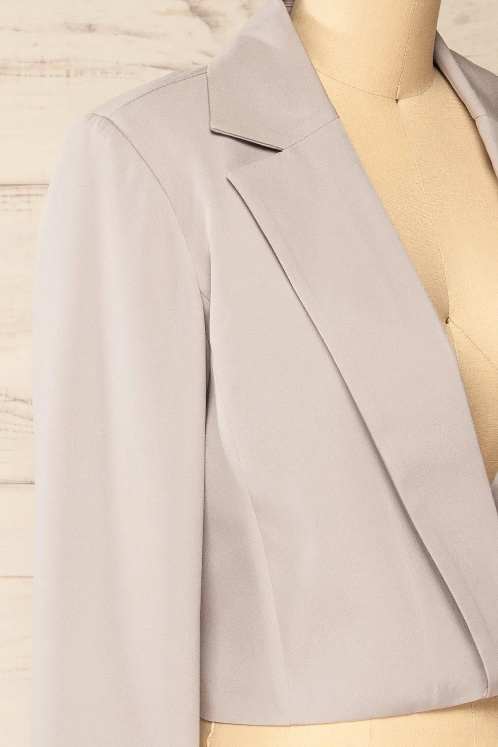 Alcorcon Grey | Cropped Blazer w/ Notched Lapels