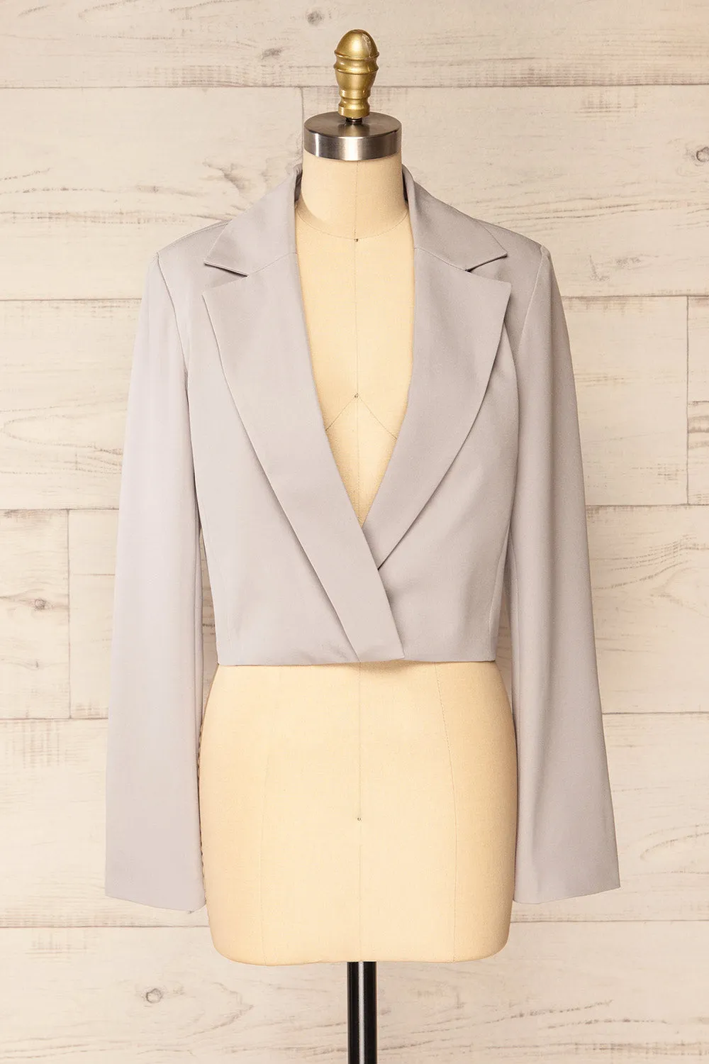 Alcorcon Grey | Cropped Blazer w/ Notched Lapels