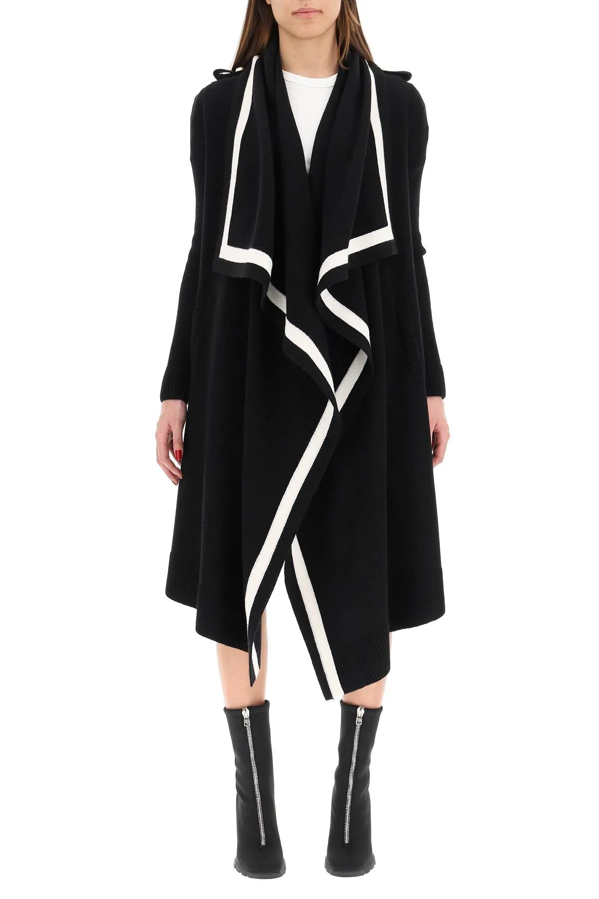 Alexander McQueen Contrast Trim Knitted Open Coat