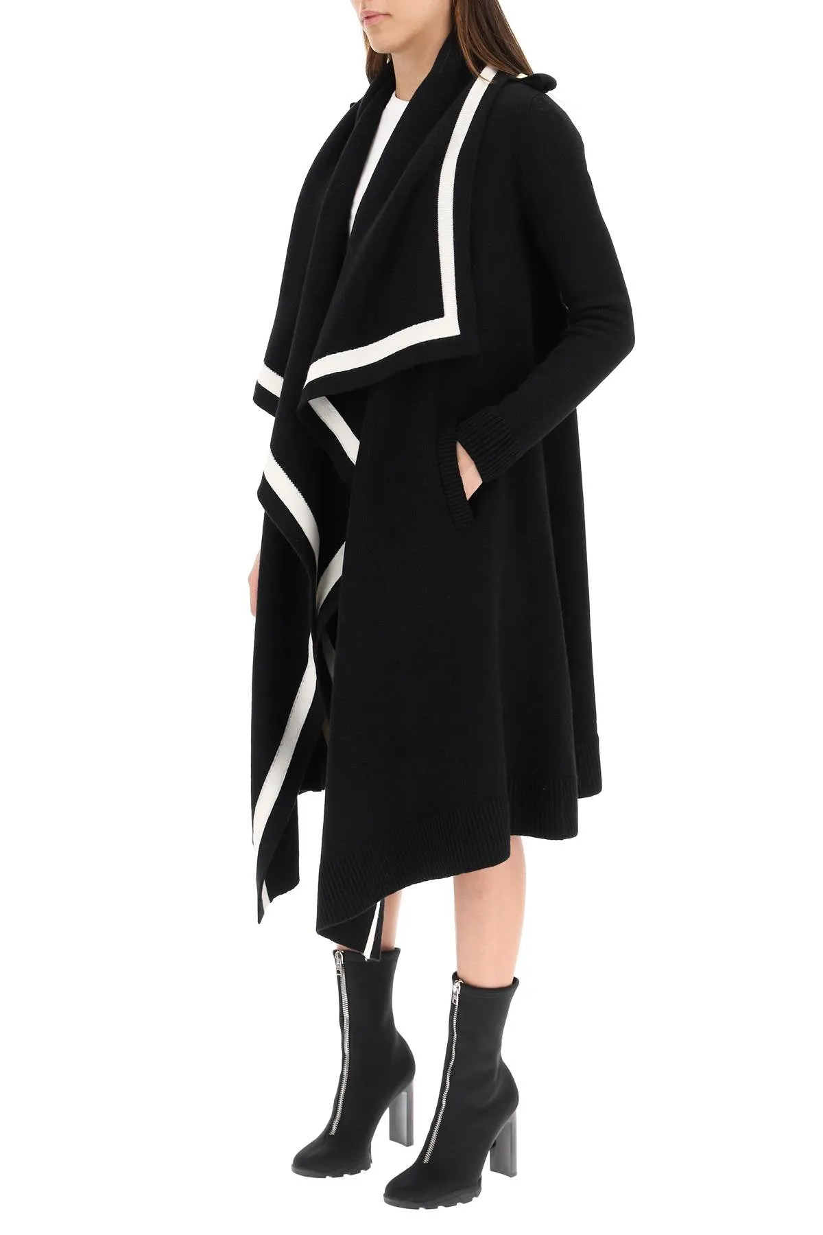 Alexander McQueen Contrast Trim Knitted Open Coat