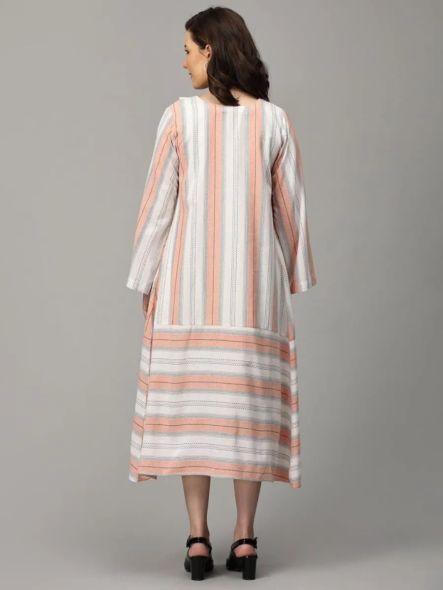 Apricot Aura Stripe Maternity and Nursing Shacket Dress