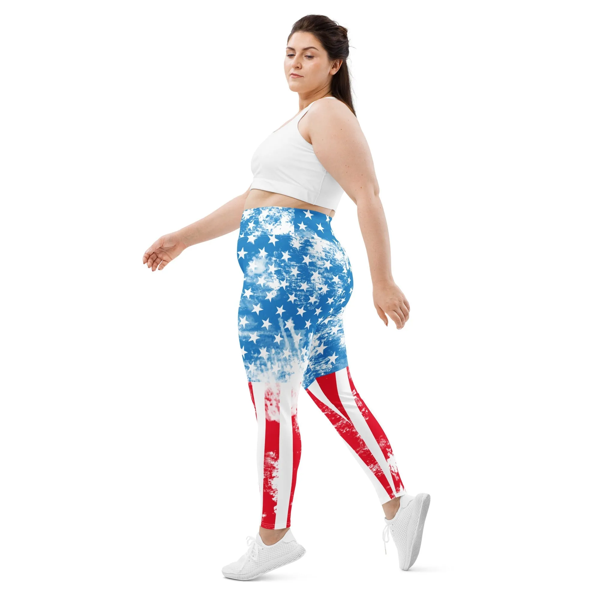 Artsy American Flag Plus Size Leggings