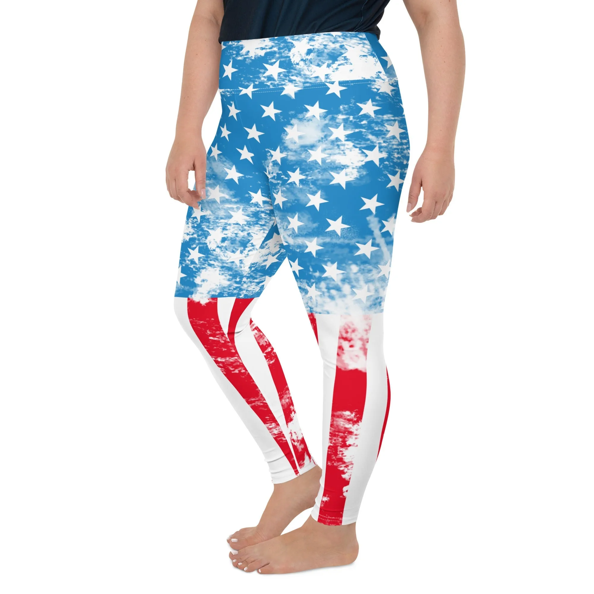 Artsy American Flag Plus Size Leggings