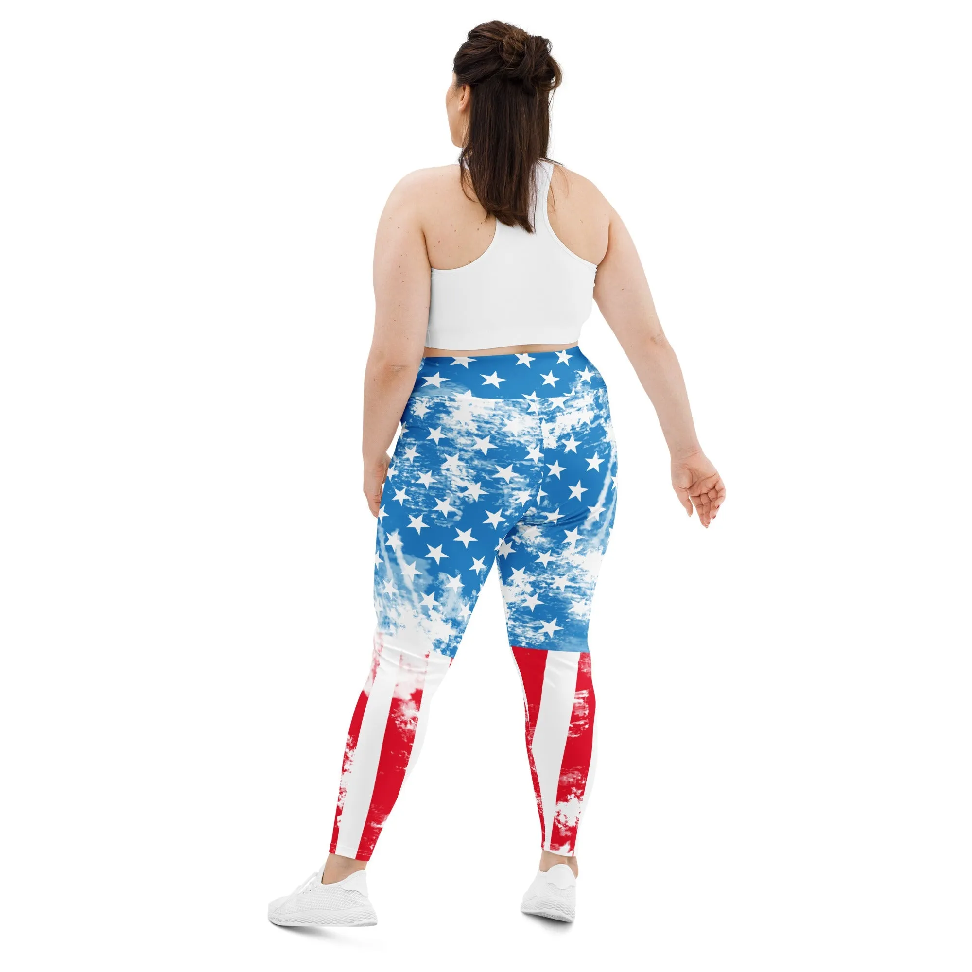 Artsy American Flag Plus Size Leggings