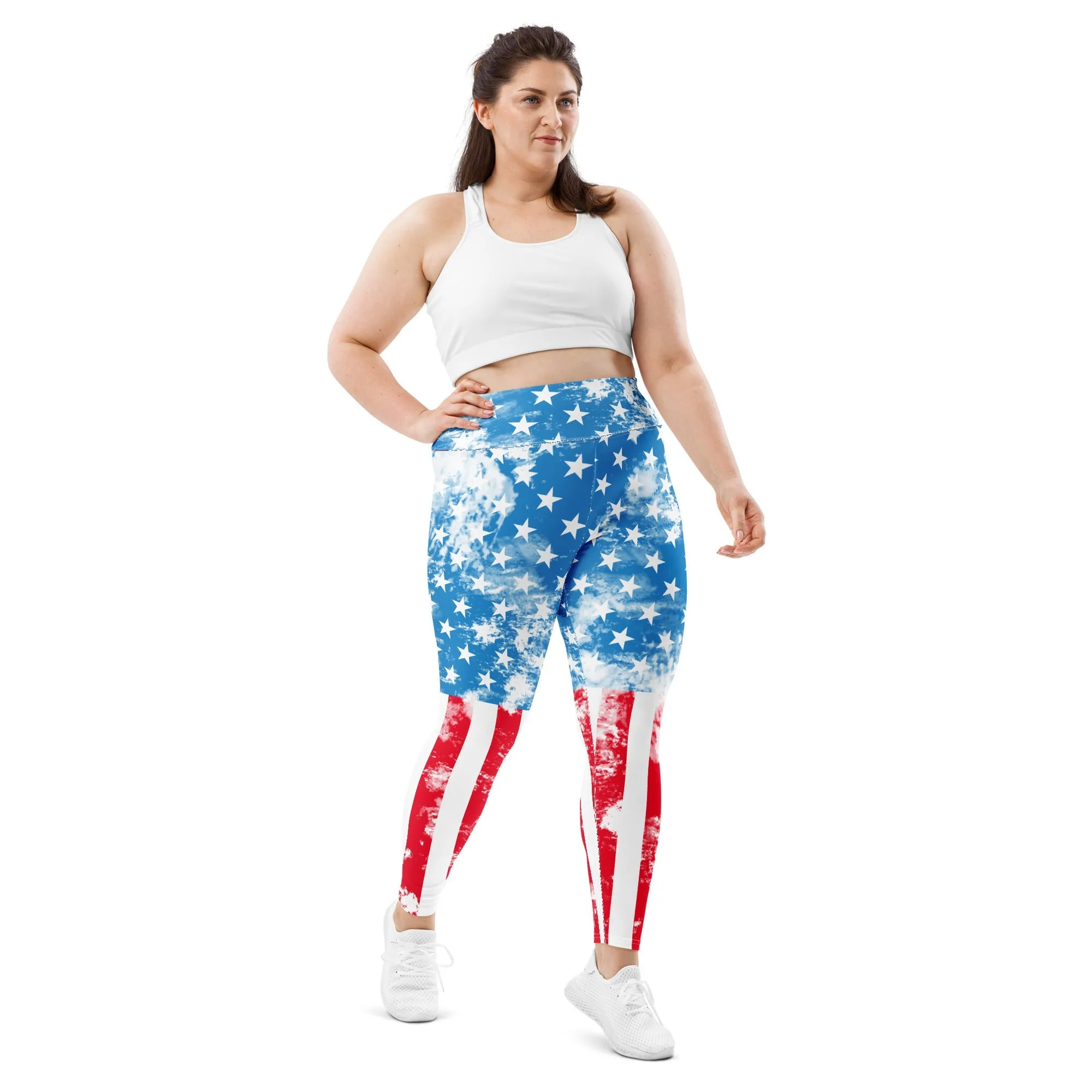 Artsy American Flag Plus Size Leggings