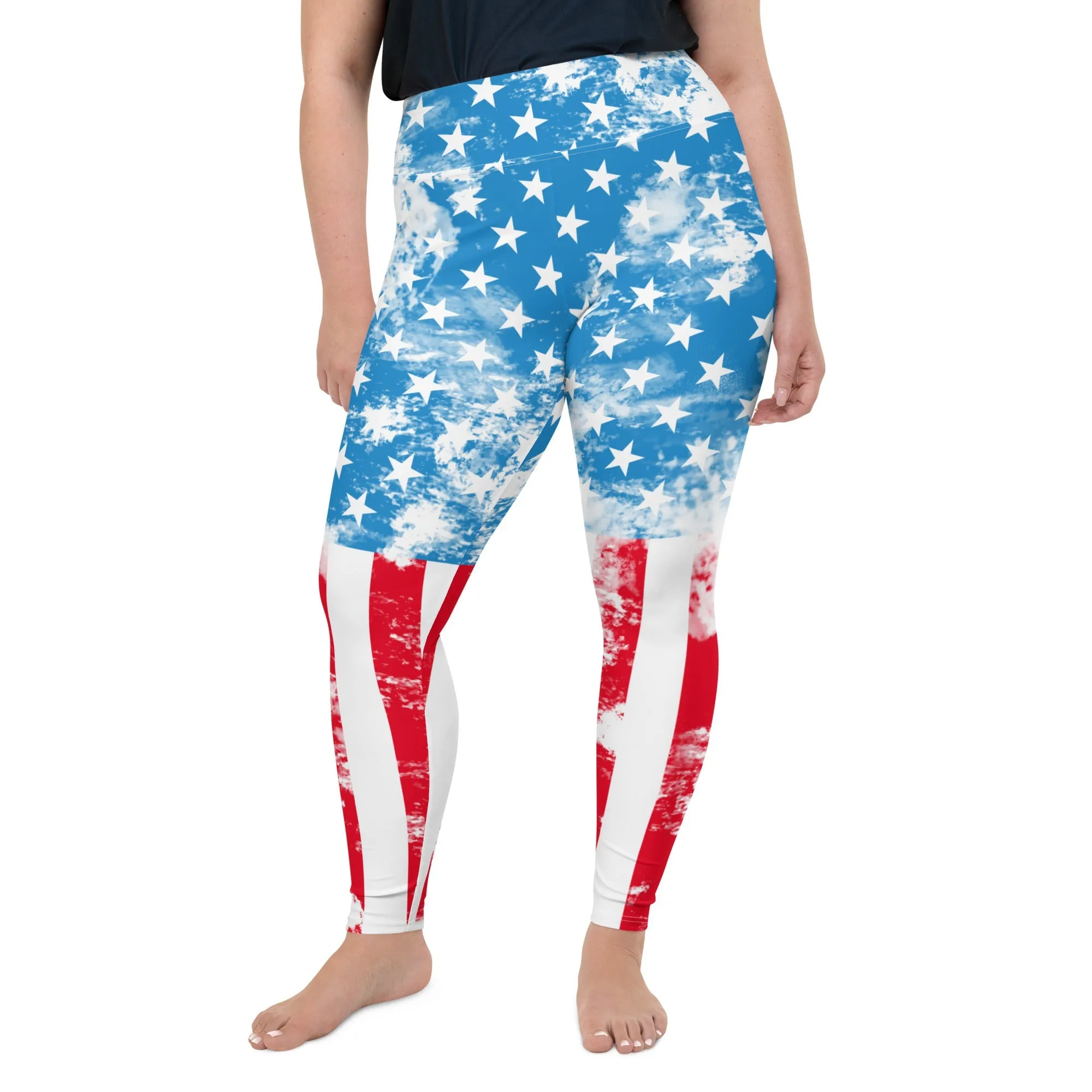 Artsy American Flag Plus Size Leggings