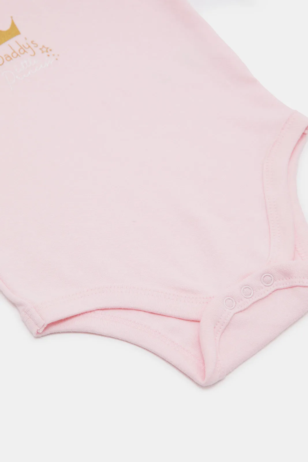 Babies Pink Printed Bodysuit Set (2 Piece)