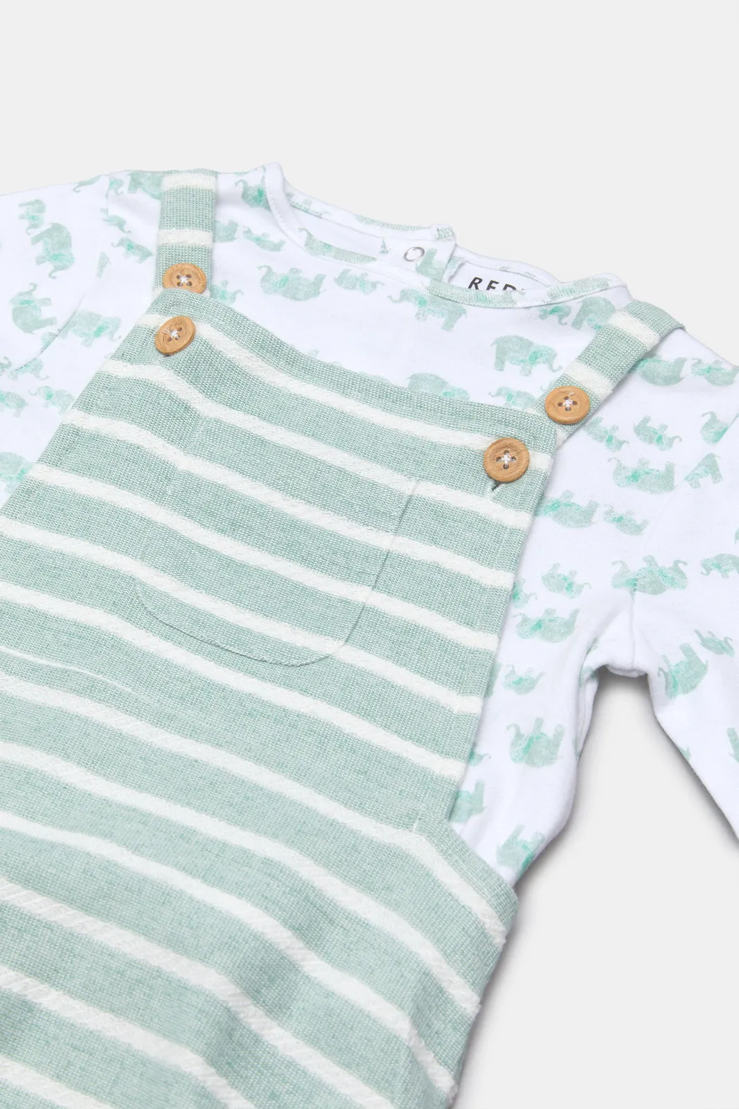 Babies White And Mint Bodysuit Set (2 Piece)