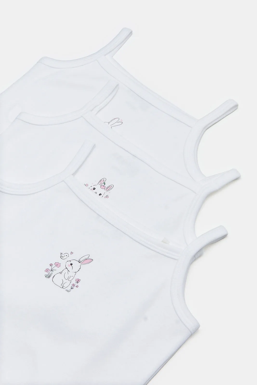 Babies White Printed Bodysuit Set (Pack Of 3)