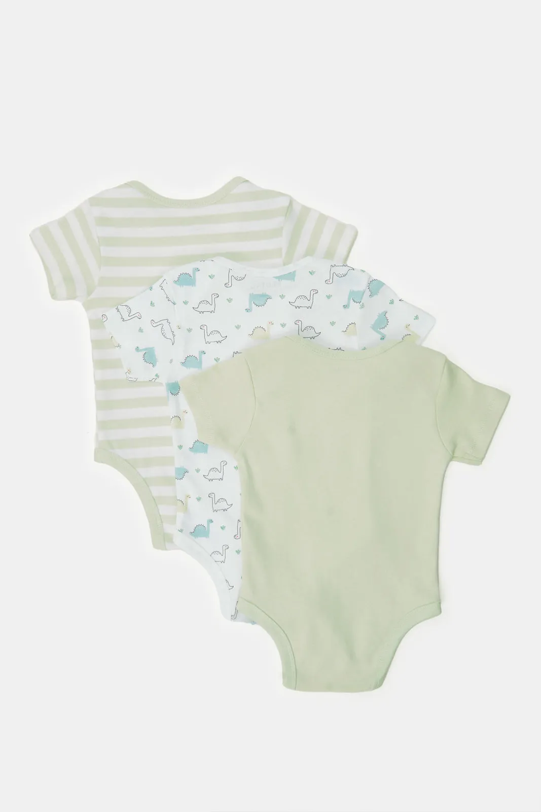 Baby Mint And White Printed Bodysuit Set (Pack Of 3)