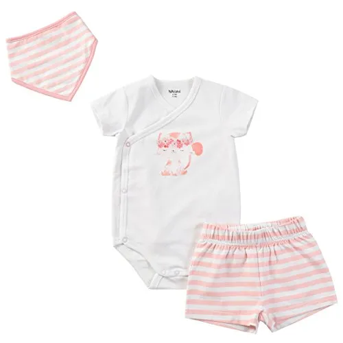 Baby Short Sleeve Bodysuit With Short and Bib 3 Pieces Set