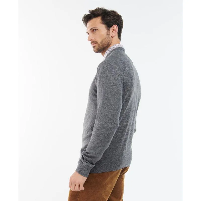 Barbour Firle Cotton Cashmere Mens Crew Neck Jumper - Grey Marl