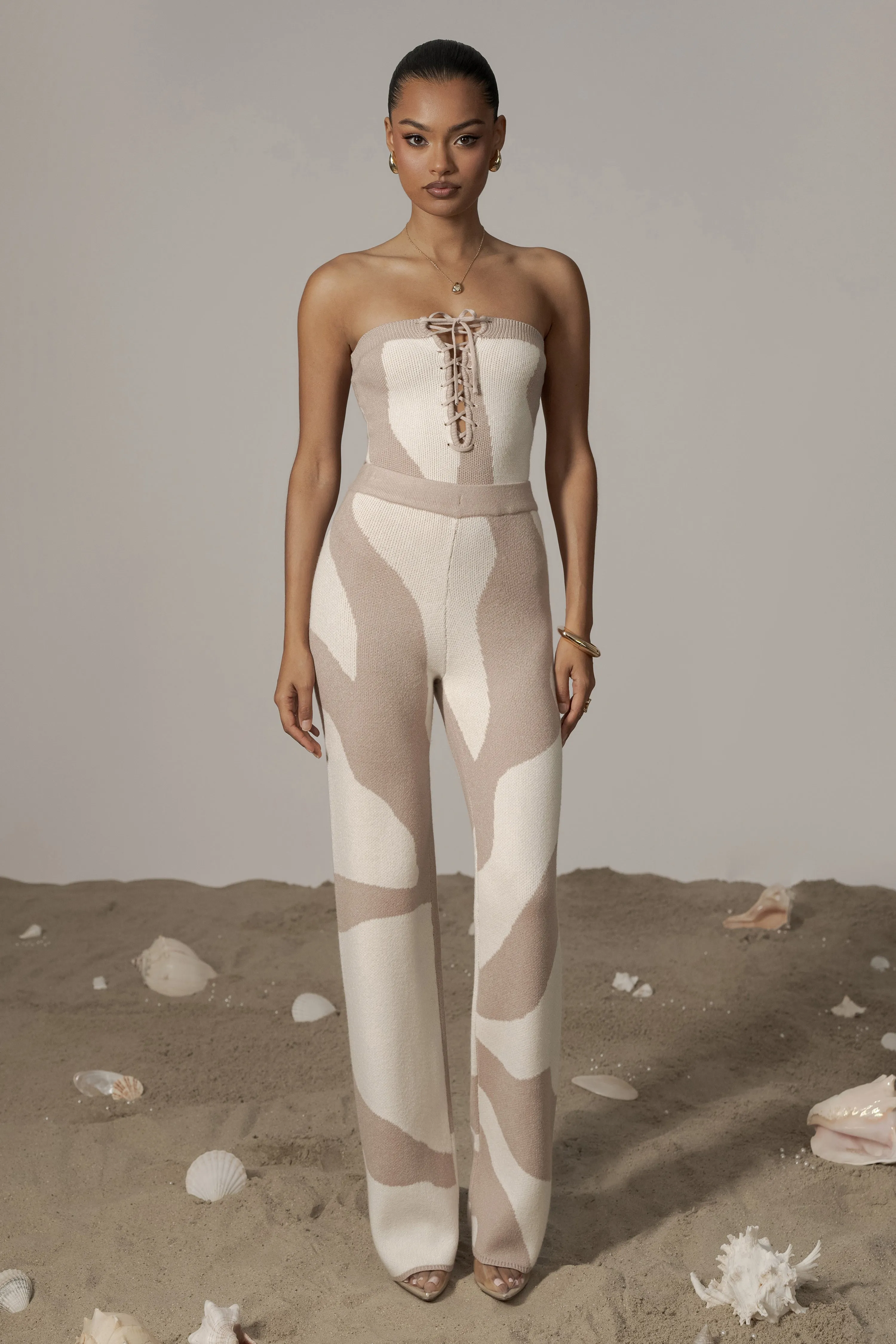 Beige Abstract Seabound Bodysuit