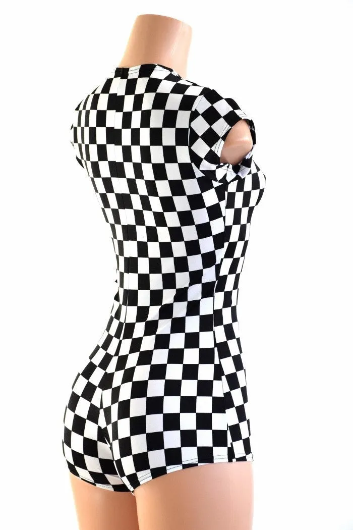 Black & White Checkered Romper