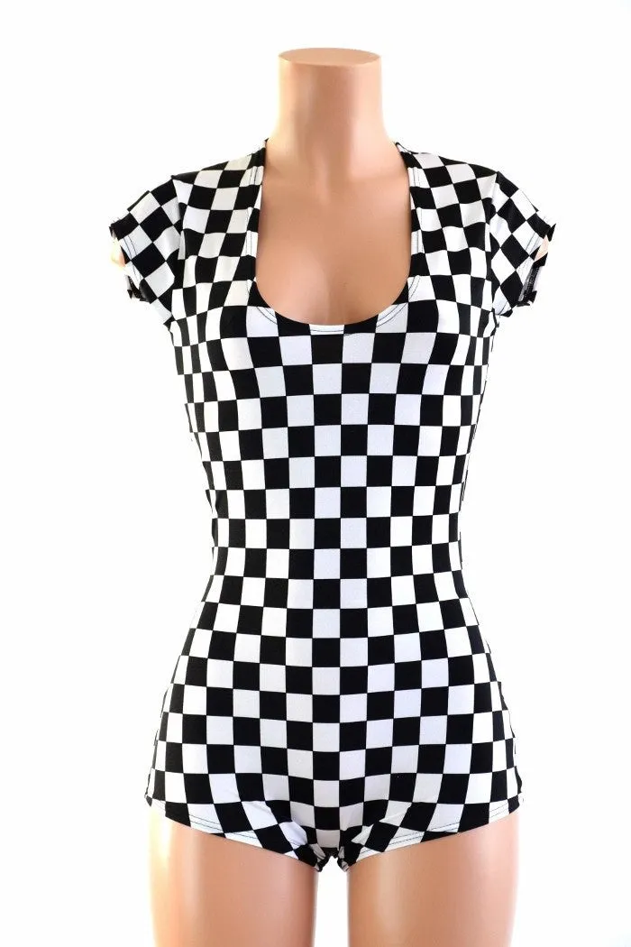 Black & White Checkered Romper