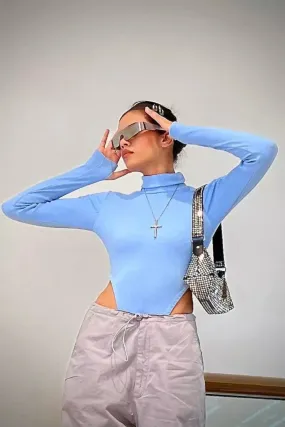 Blue Turtle Neck Bodysuit