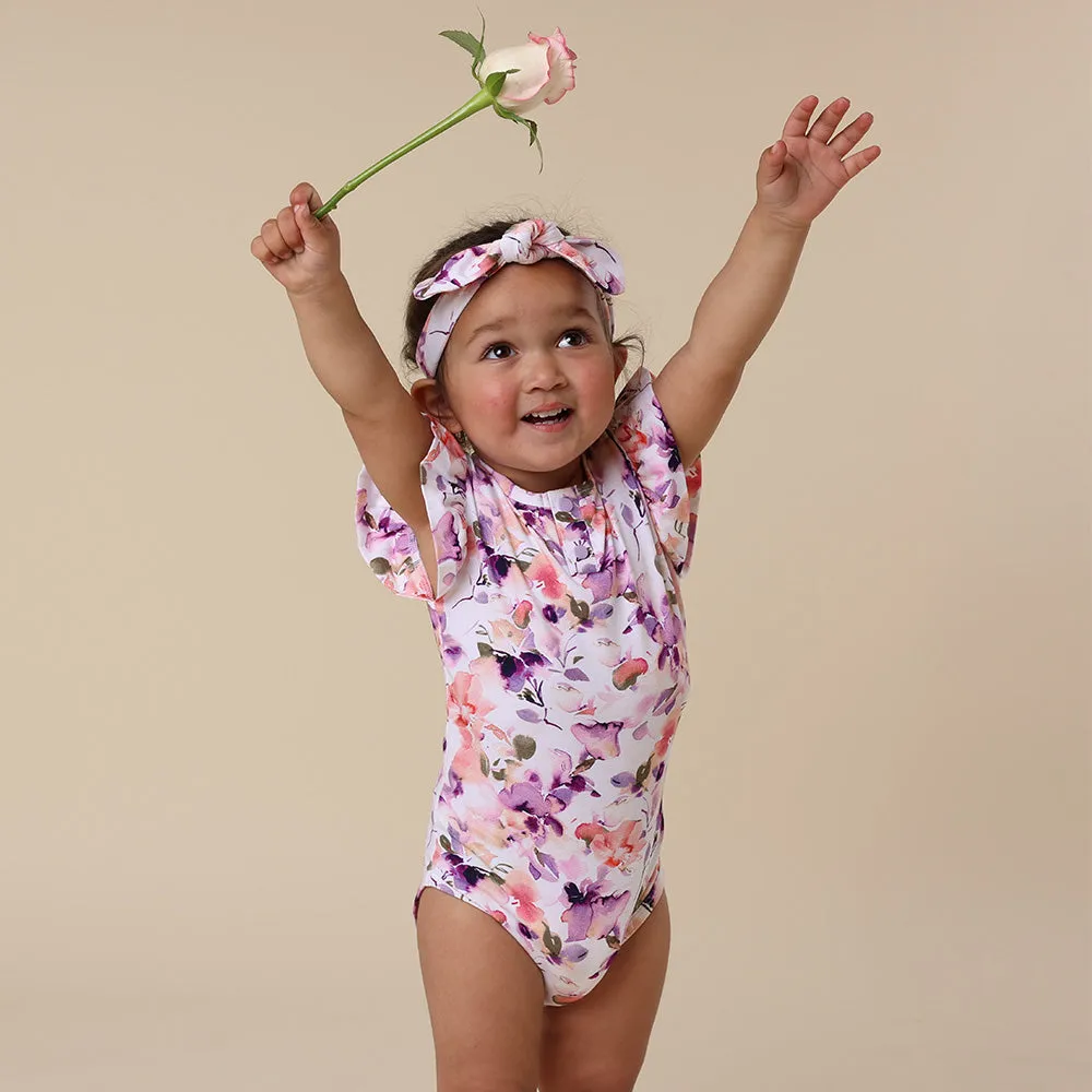 Blushing Beauty Short Sleeve Organic Bodysuit with Frill