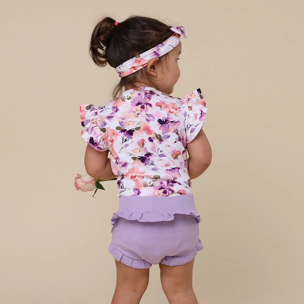 Blushing Beauty Short Sleeve Organic Bodysuit with Frill