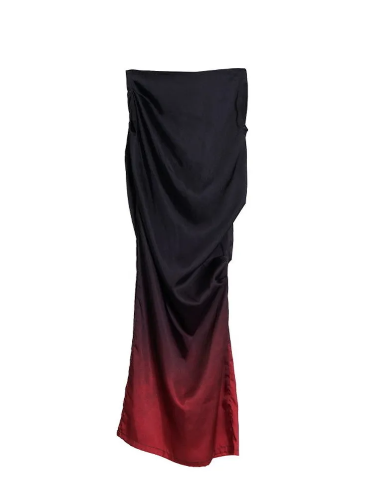 Bottle-Neck Drape Slim Simple Long Dress