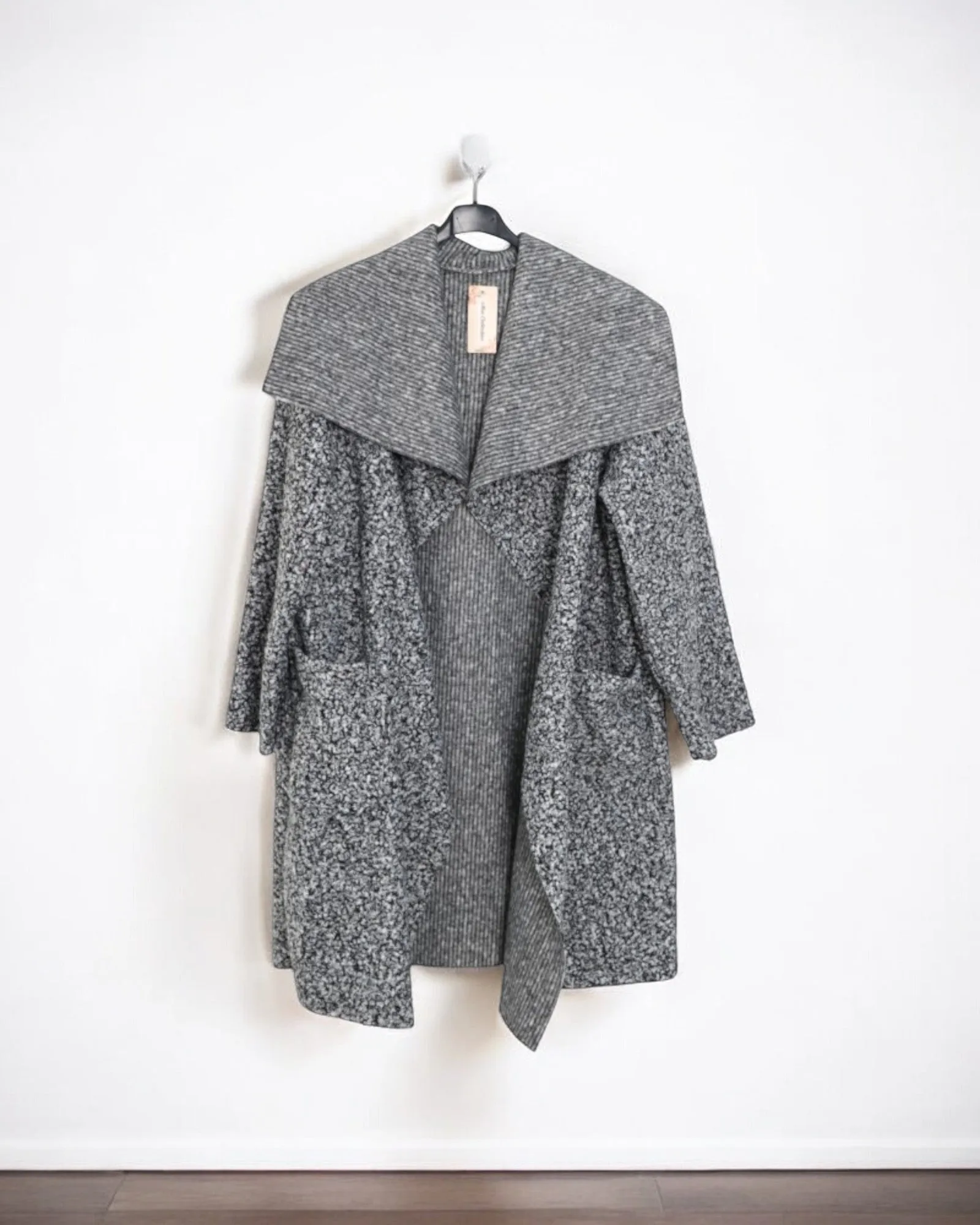 Boucle Long Sleeve Front Pocket Waterfall Jacket