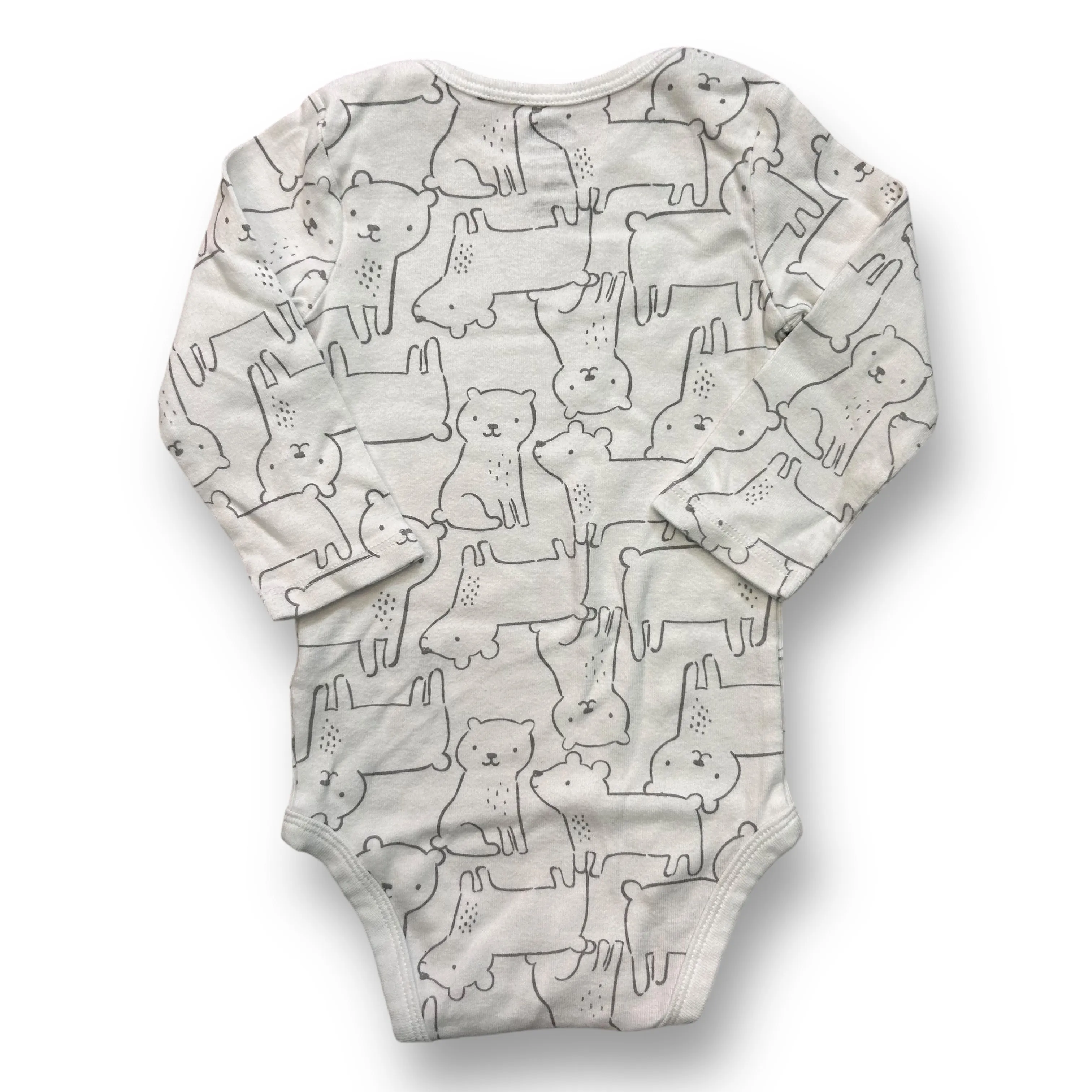 Boys Child of Mine White Bear Print Long Sleeve Bodysuit