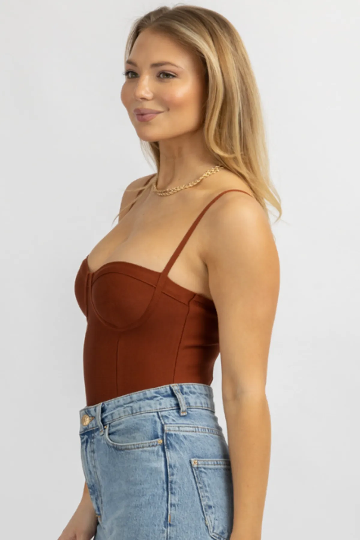 BRICK BUSTIER SLEEVELESS STRETCH BODYSUIT