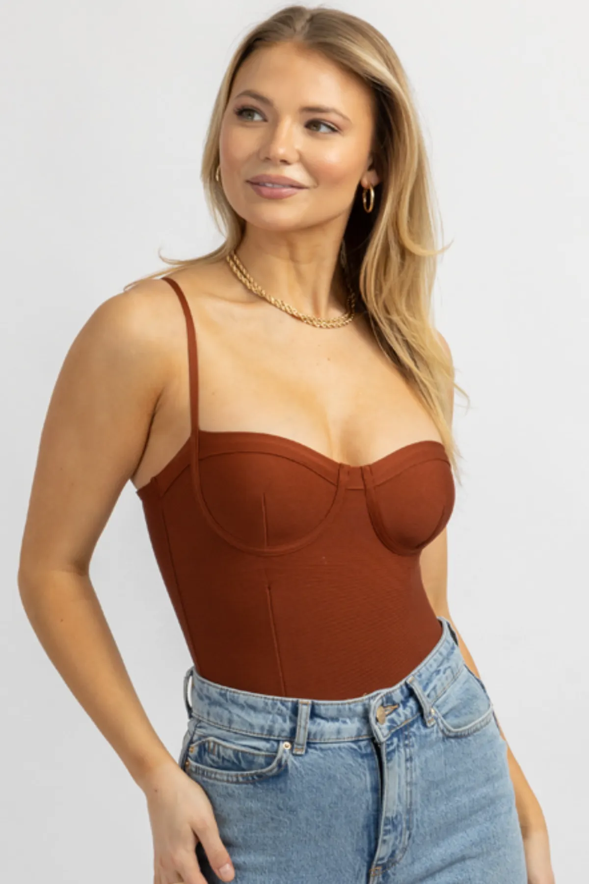 BRICK BUSTIER SLEEVELESS STRETCH BODYSUIT