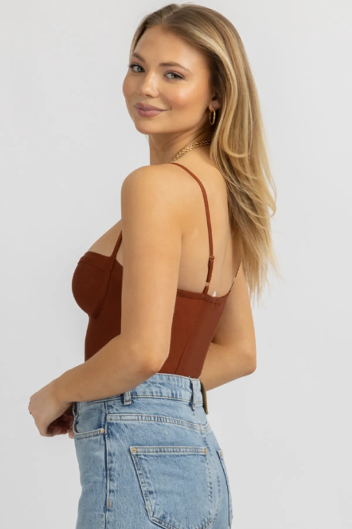 BRICK BUSTIER SLEEVELESS STRETCH BODYSUIT