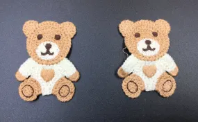 Brown & White Yarn Teddy Bear Patches