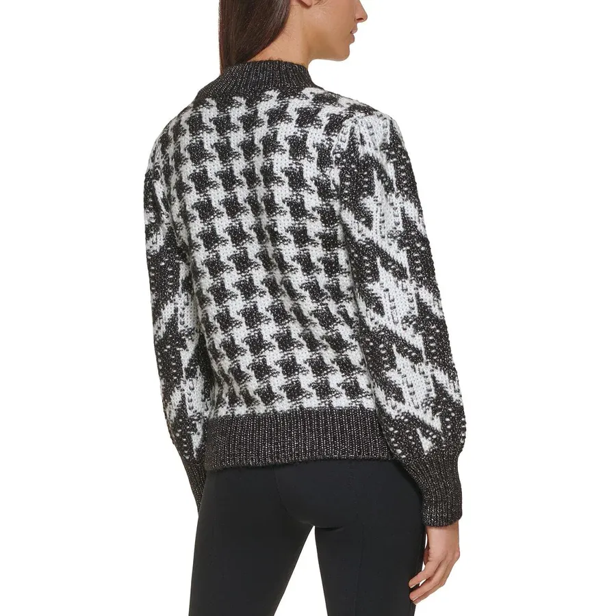 CALVIN KLEIN Medium Knit Houndstooth Women's Sweater Jumper in Black/ White