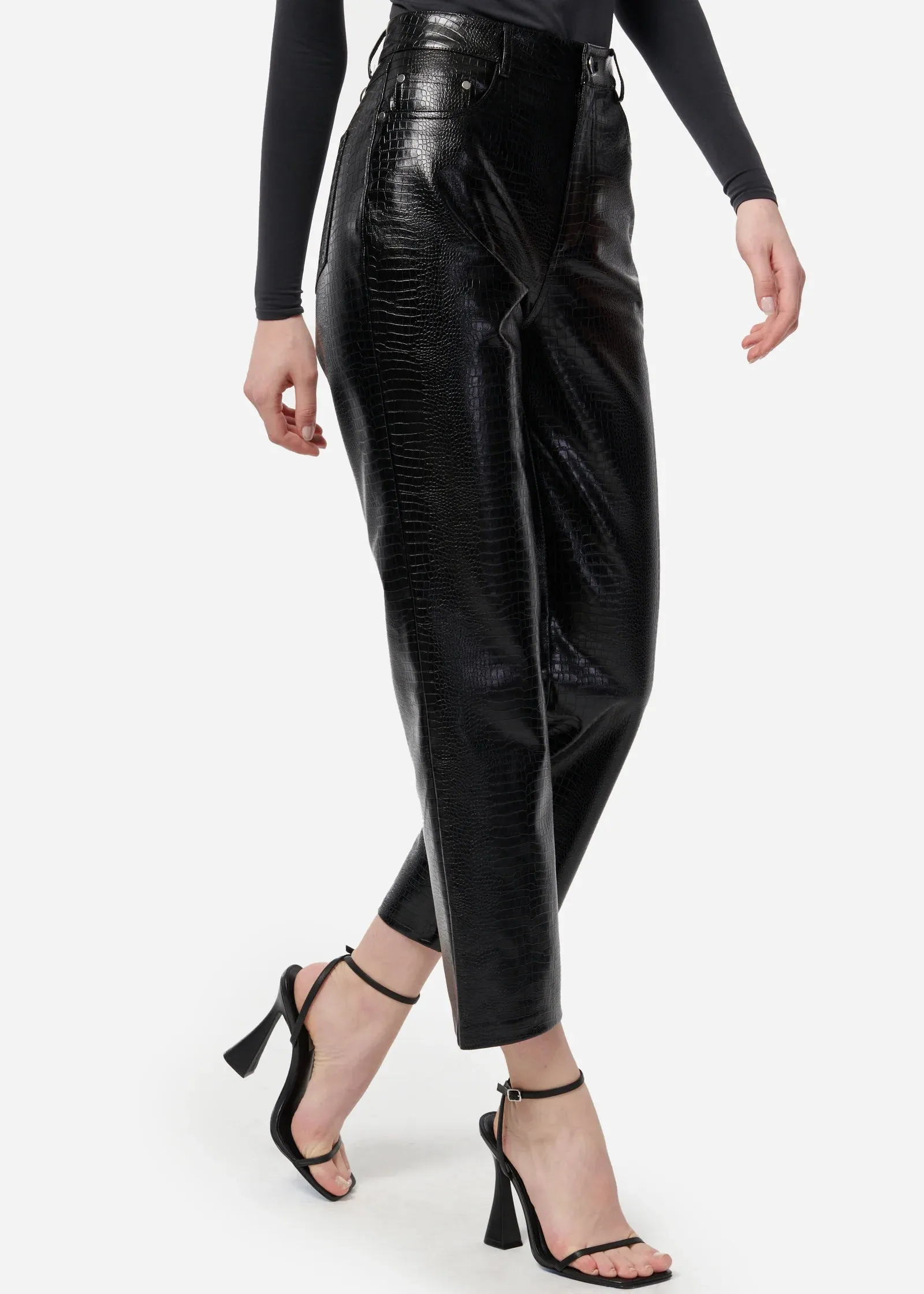 Cami NYC Agatha Embossed Vegan Leather Pant- Black