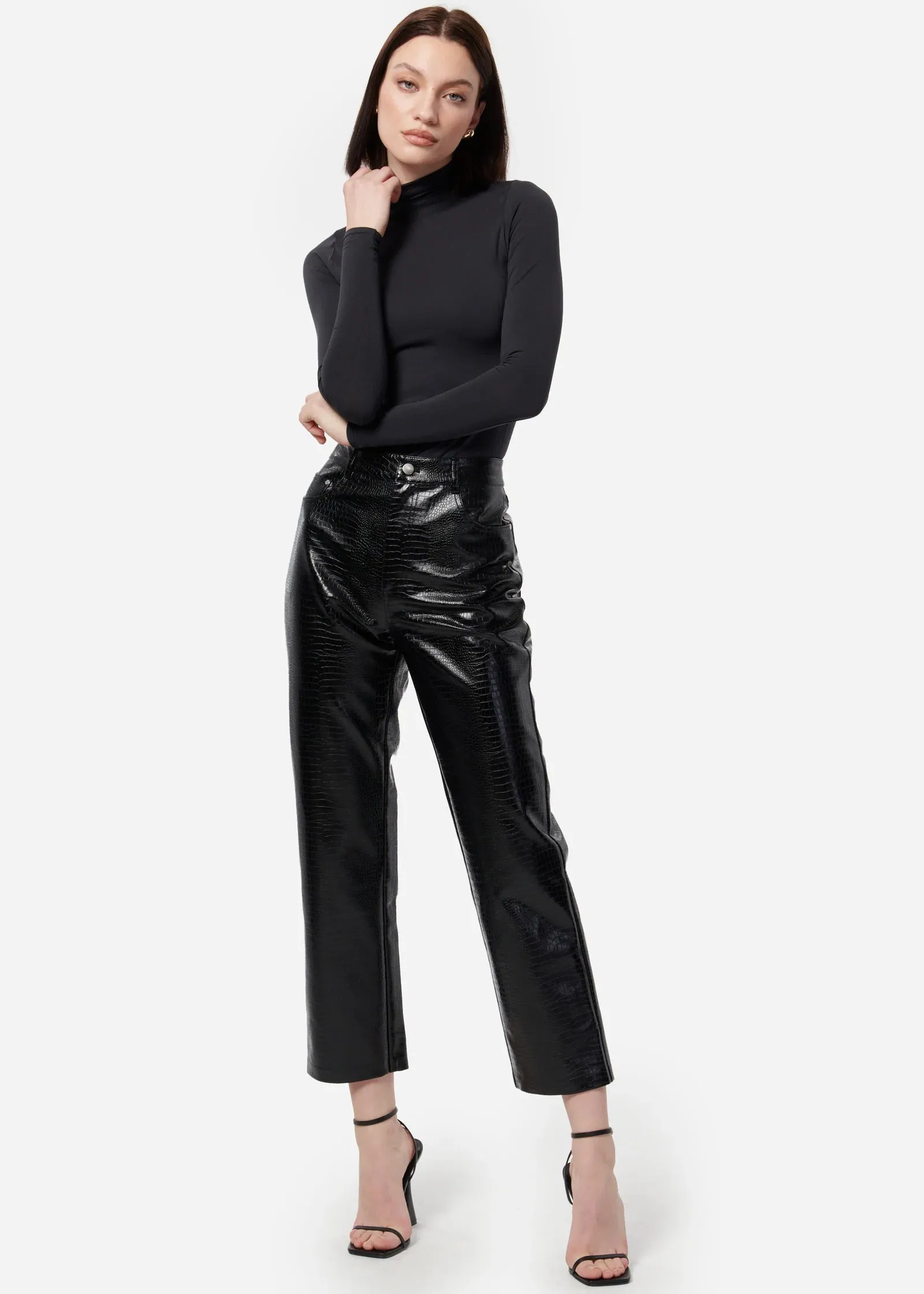 Cami NYC Agatha Embossed Vegan Leather Pant- Black