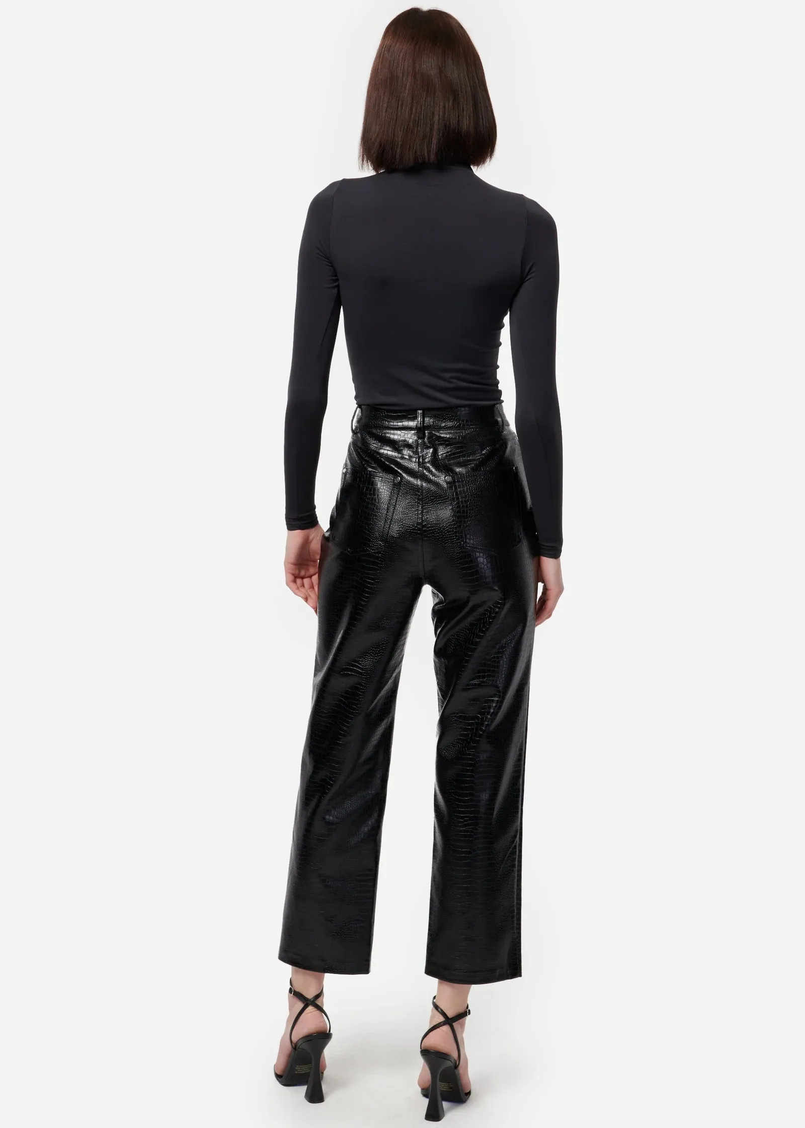 Cami NYC Agatha Embossed Vegan Leather Pant- Black