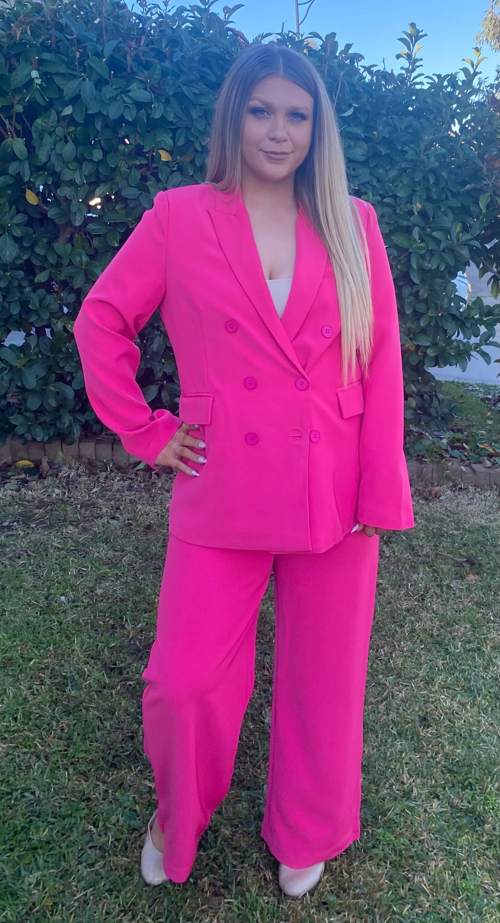 CARMEL Hot Pink Blazer and Suit Pants 2 peice Set