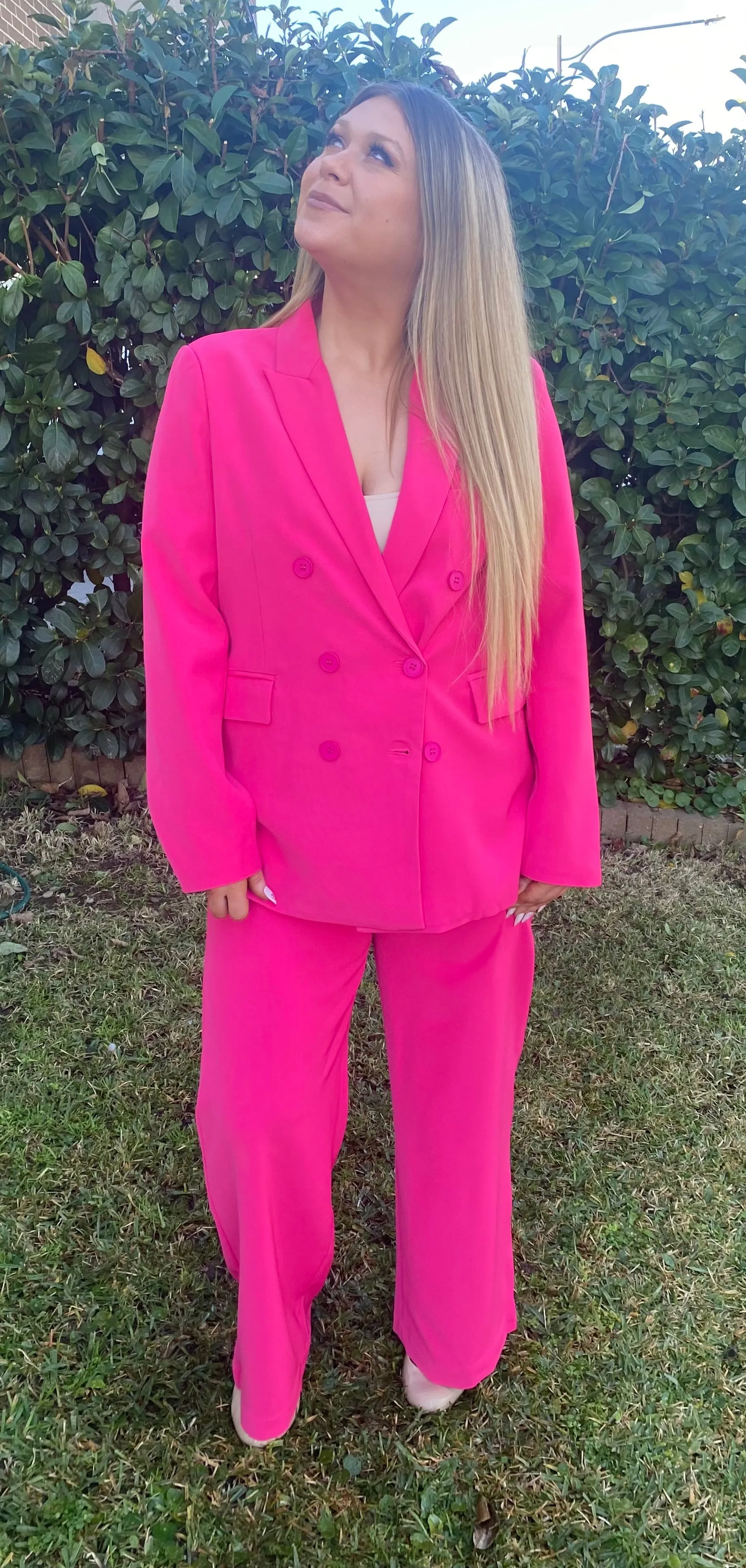 CARMEL Hot Pink Blazer and Suit Pants 2 peice Set