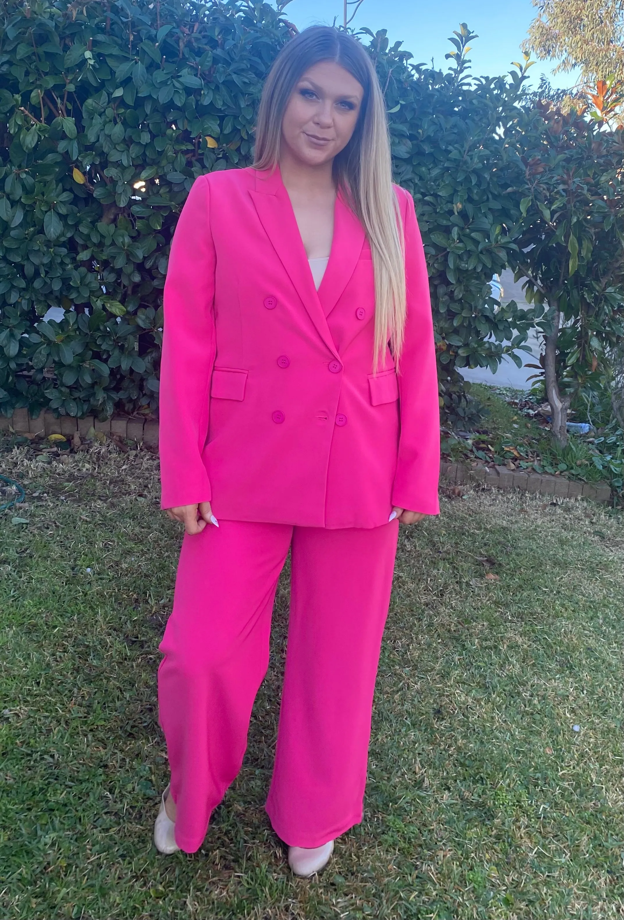 CARMEL Hot Pink Blazer and Suit Pants 2 peice Set