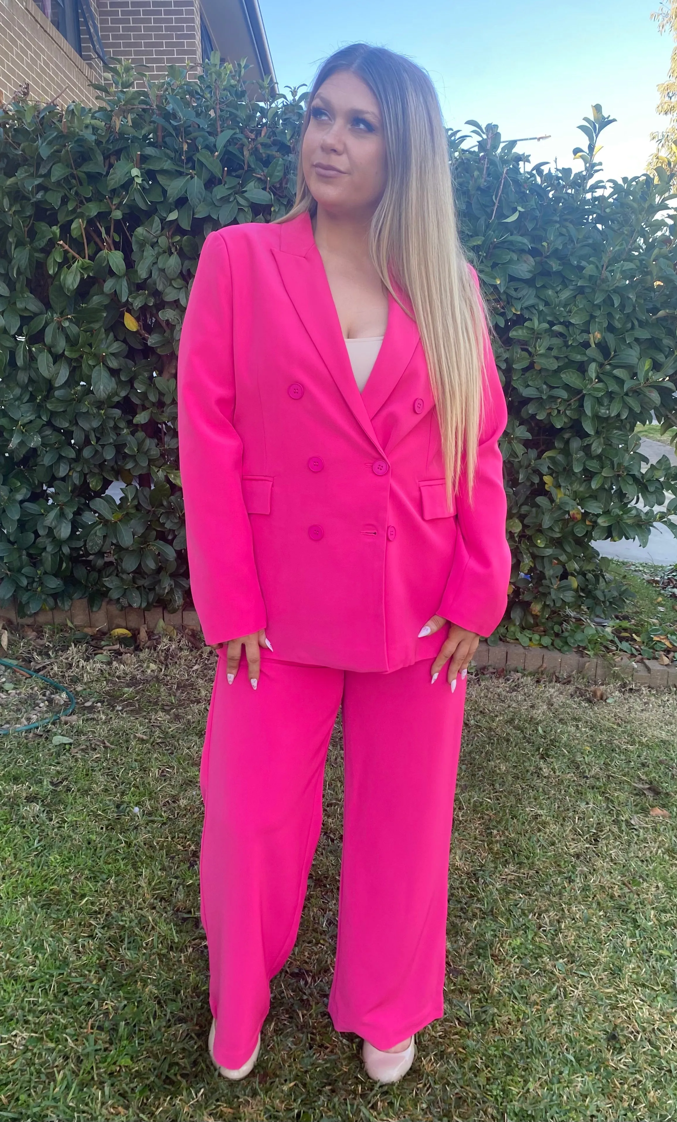 CARMEL Hot Pink Blazer and Suit Pants 2 peice Set