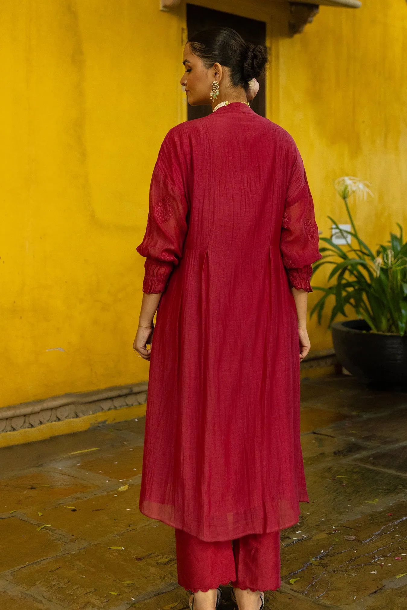 Chanderi Dart Kurta Suit Set