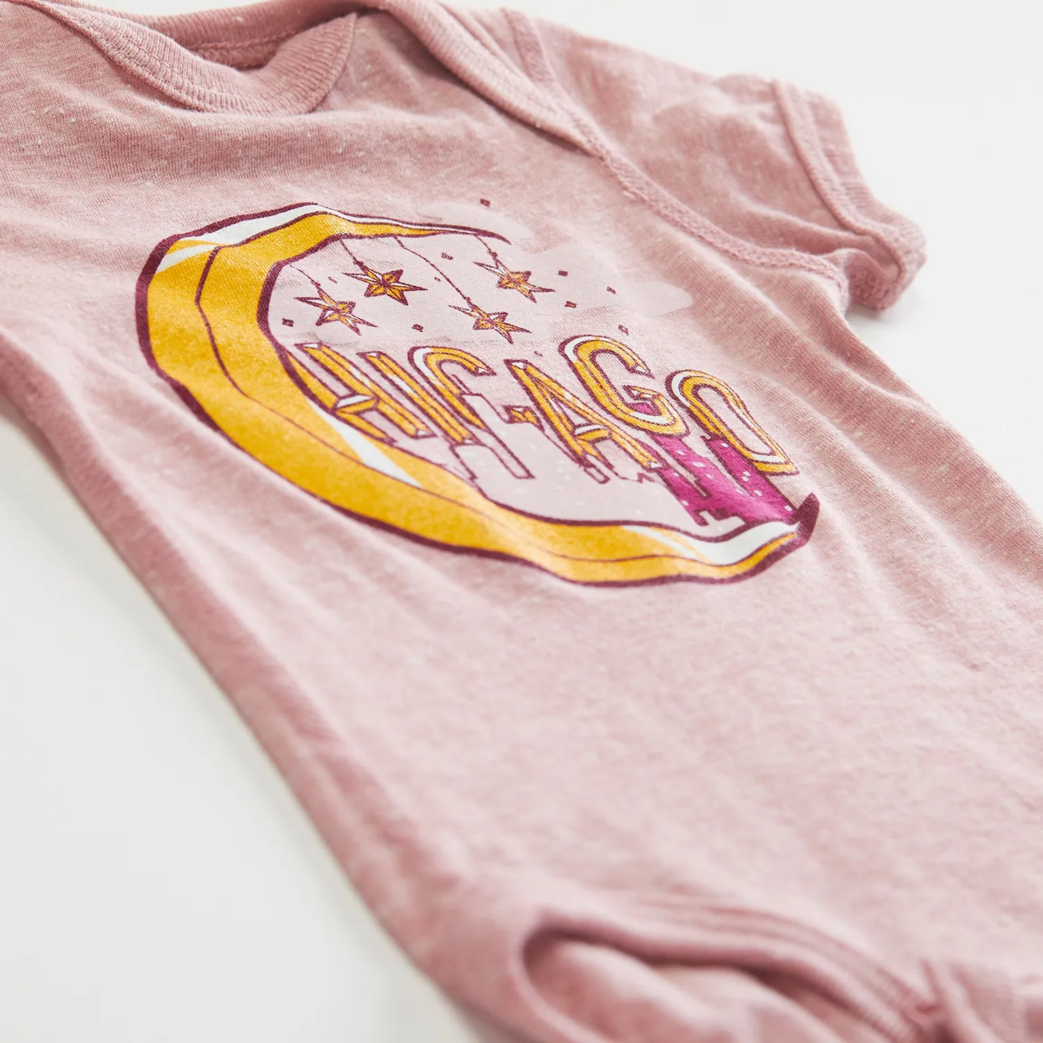 Chicago Moon Heather Mauve Infant Bodysuit. Chicago pride baby one piece, new baby gift.