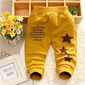 Children Pants 2023 New Spring&Autumn Baby Pants 1 Piece Cotton Five-pointed Star Pattern Kids Pants 0-3 years Baby Boys Pants