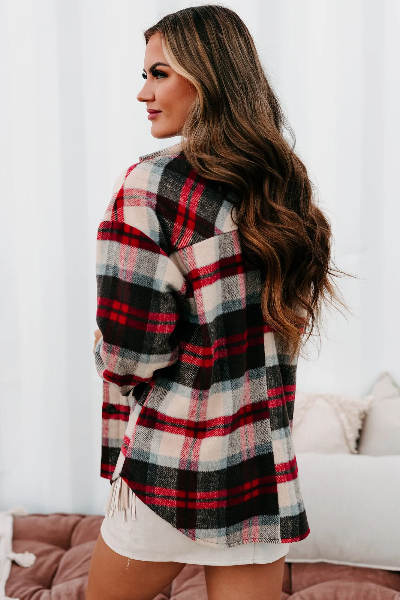 Cider Falls Oversized Plaid Shacket (Red)