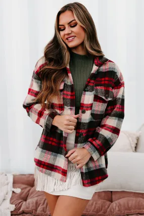 Cider Falls Oversized Plaid Shacket (Red)