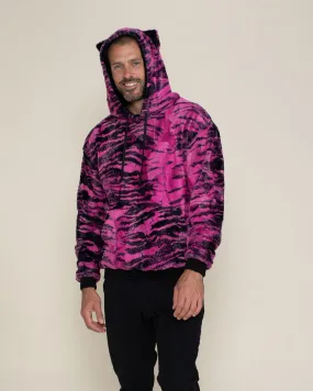 Classic Men's Fur Hoodie | Pink Raspberry Tiger