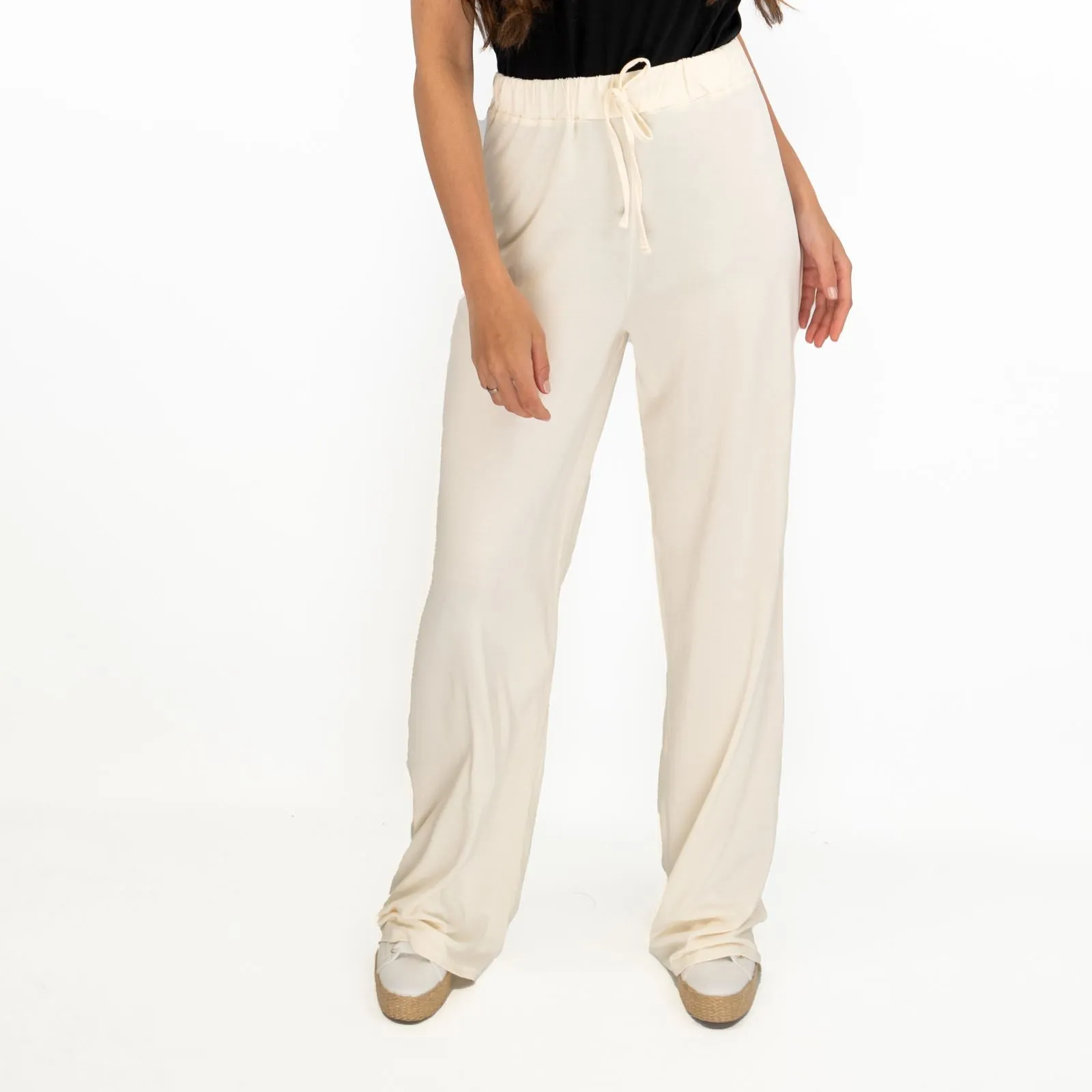 Coast Cream Stretch Drawstring Joggers Elasticated Waist Long Wide Leg Trousers